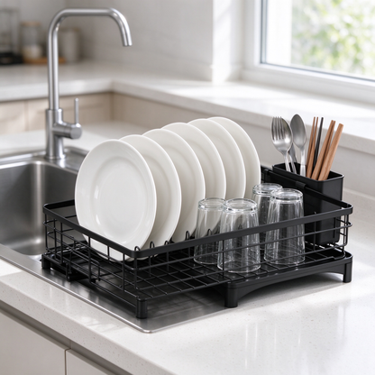 🍽️ Dish Drying Rack | Stainless Steel Kitchen Organizer | Expandable Countertop Drainer