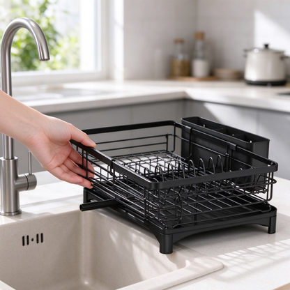 🍽️ Dish Drying Rack | Stainless Steel Kitchen Organizer | Expandable Countertop Drainer