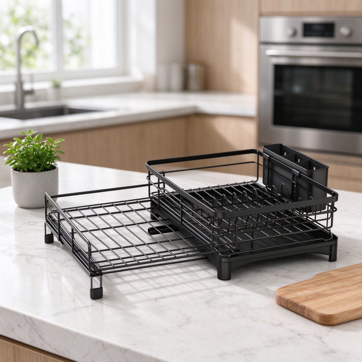 🍽️ Dish Drying Rack | Stainless Steel Kitchen Organizer | Expandable Countertop Drainer