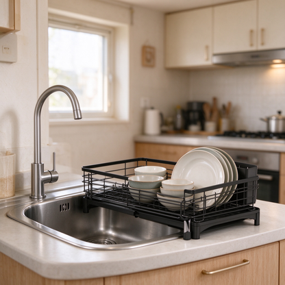 🍽️ Dish Drying Rack | Stainless Steel Kitchen Organizer | Expandable Countertop Drainer