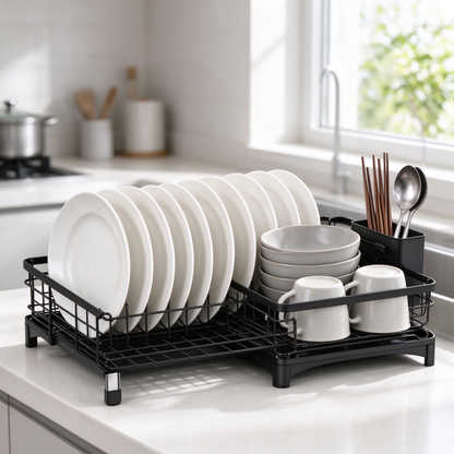 🍽️ Dish Drying Rack | Stainless Steel Kitchen Organizer | Expandable Countertop Drainer