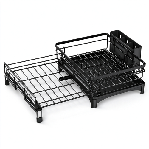 🍽️ Dish Drying Rack | Stainless Steel Kitchen Organizer | Expandable Countertop Drainer