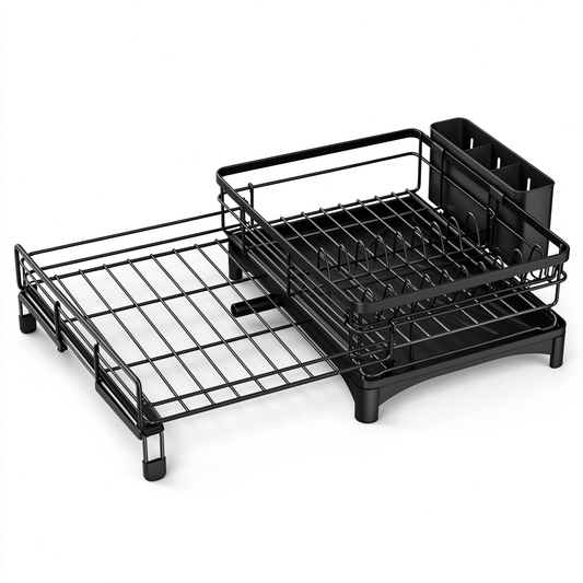 🍽️ Dish Drying Rack | Stainless Steel Kitchen Organizer | Expandable Countertop Drainer