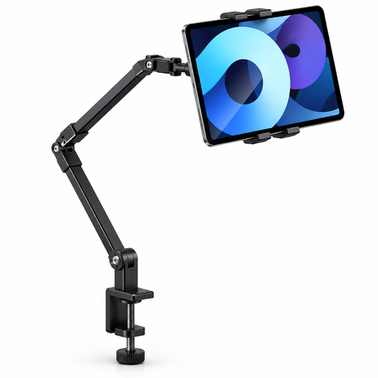 📱 Bedside Tablet Stand | Adjustable Clamp Holder | Hands-Free Viewing Arm
